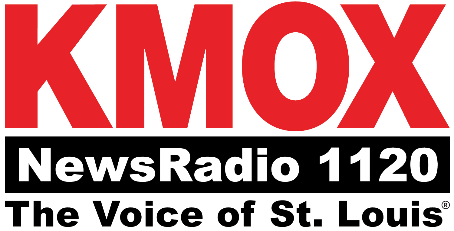 KMOX logo with red text, black subtitle, "NewsRadio 1120," promotional image.