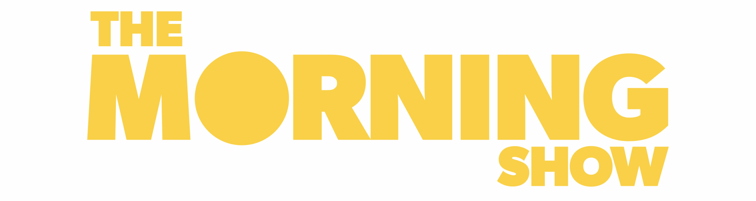 Yellow logo with bold text "THE MORNING SHOW" on bright yellow background.