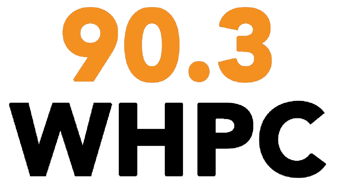 Orange and black text logo reads "90.3 WHPC" on white background.