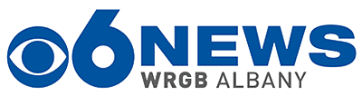 Blue and white logo featuring "CBS 6 News WRGB Albany" on white background.