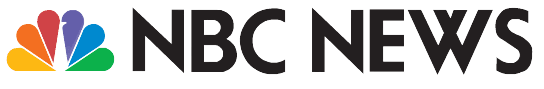 NBC News logo with colorful peacock, black text on transparent background.