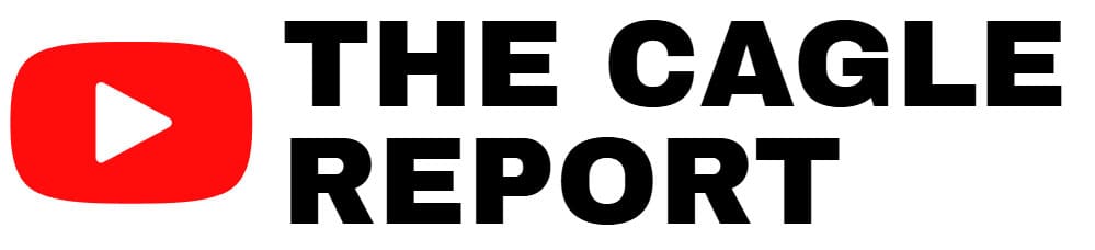 YouTube logo next to "THE CAGLE REPORT" text in bold black font.