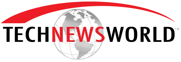 Globe with red arc, "TECHNEWSWORLD" text, black and red logo design.